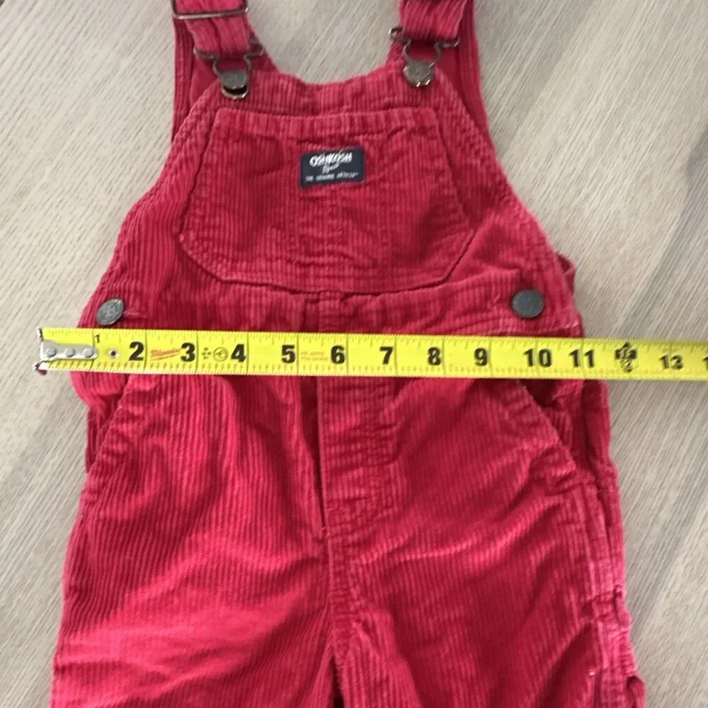OshKosh B'gosh 3T Red Corduroy Overalls One-Piece Adjustable Straps Pockets